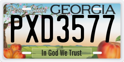 GA license plate PXD3577