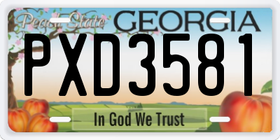 GA license plate PXD3581