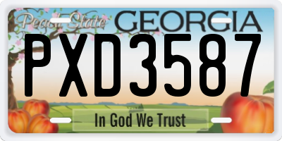GA license plate PXD3587