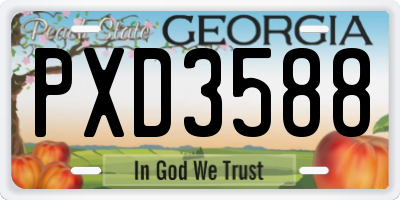 GA license plate PXD3588