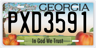 GA license plate PXD3591