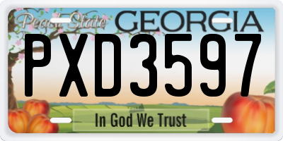 GA license plate PXD3597