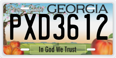 GA license plate PXD3612