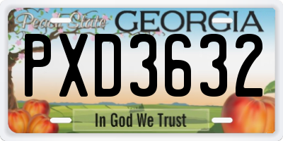 GA license plate PXD3632