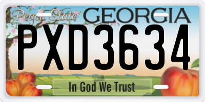 GA license plate PXD3634