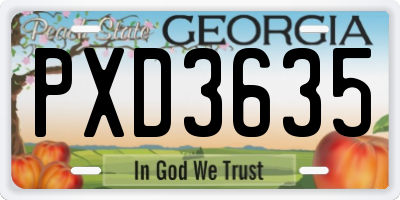 GA license plate PXD3635