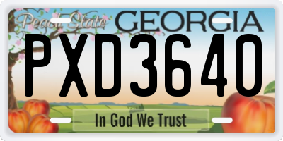 GA license plate PXD3640