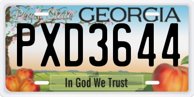 GA license plate PXD3644