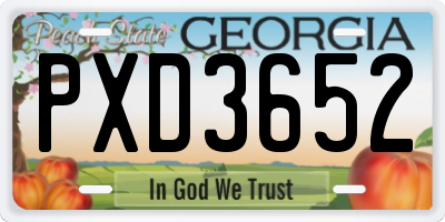 GA license plate PXD3652