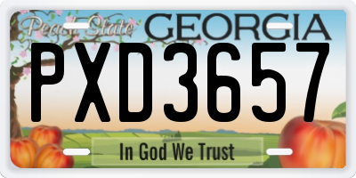 GA license plate PXD3657