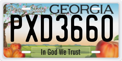 GA license plate PXD3660