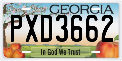 GA license plate PXD3662