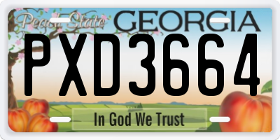 GA license plate PXD3664