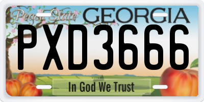 GA license plate PXD3666