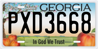 GA license plate PXD3668