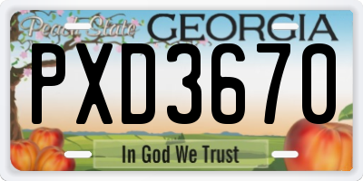 GA license plate PXD3670