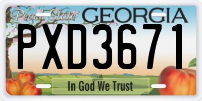 GA license plate PXD3671