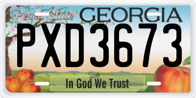GA license plate PXD3673