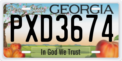 GA license plate PXD3674