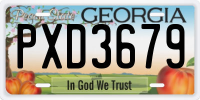 GA license plate PXD3679