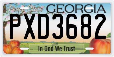 GA license plate PXD3682