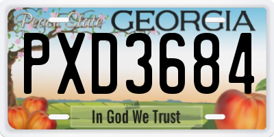 GA license plate PXD3684