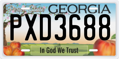 GA license plate PXD3688