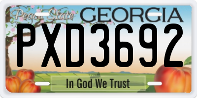 GA license plate PXD3692