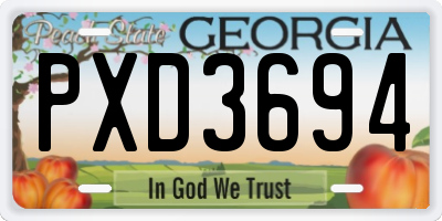 GA license plate PXD3694