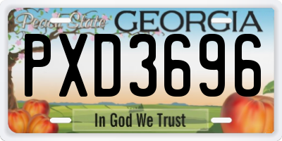 GA license plate PXD3696