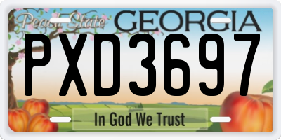 GA license plate PXD3697