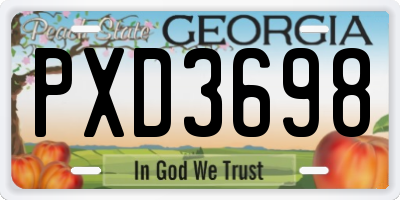 GA license plate PXD3698