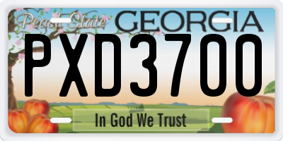 GA license plate PXD3700