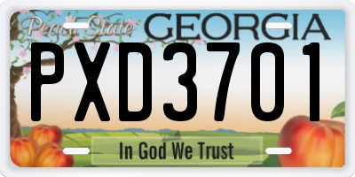 GA license plate PXD3701