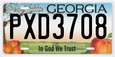 GA license plate PXD3708