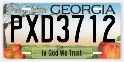 GA license plate PXD3712
