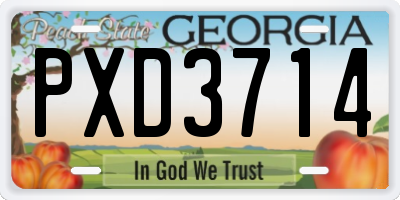 GA license plate PXD3714