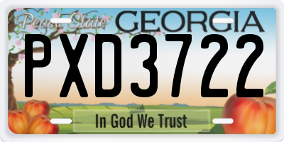 GA license plate PXD3722