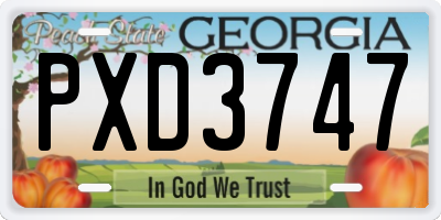GA license plate PXD3747