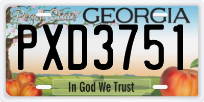 GA license plate PXD3751