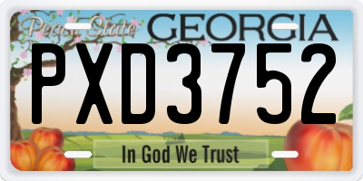 GA license plate PXD3752