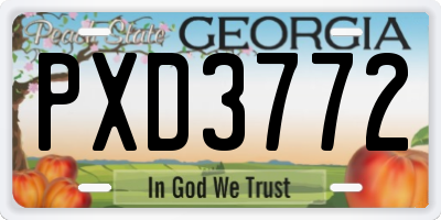 GA license plate PXD3772