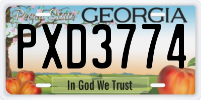 GA license plate PXD3774