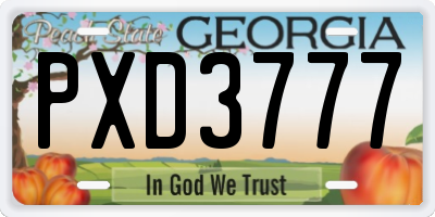 GA license plate PXD3777