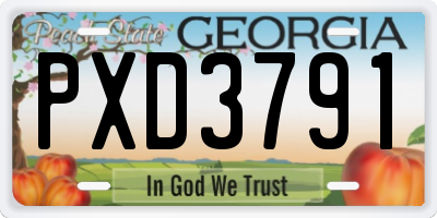 GA license plate PXD3791