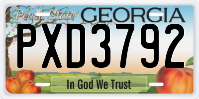 GA license plate PXD3792