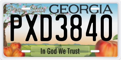 GA license plate PXD3840