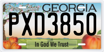 GA license plate PXD3850