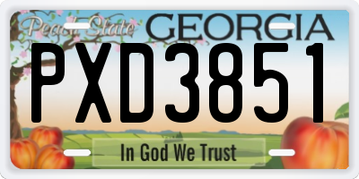 GA license plate PXD3851