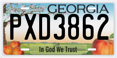 GA license plate PXD3862